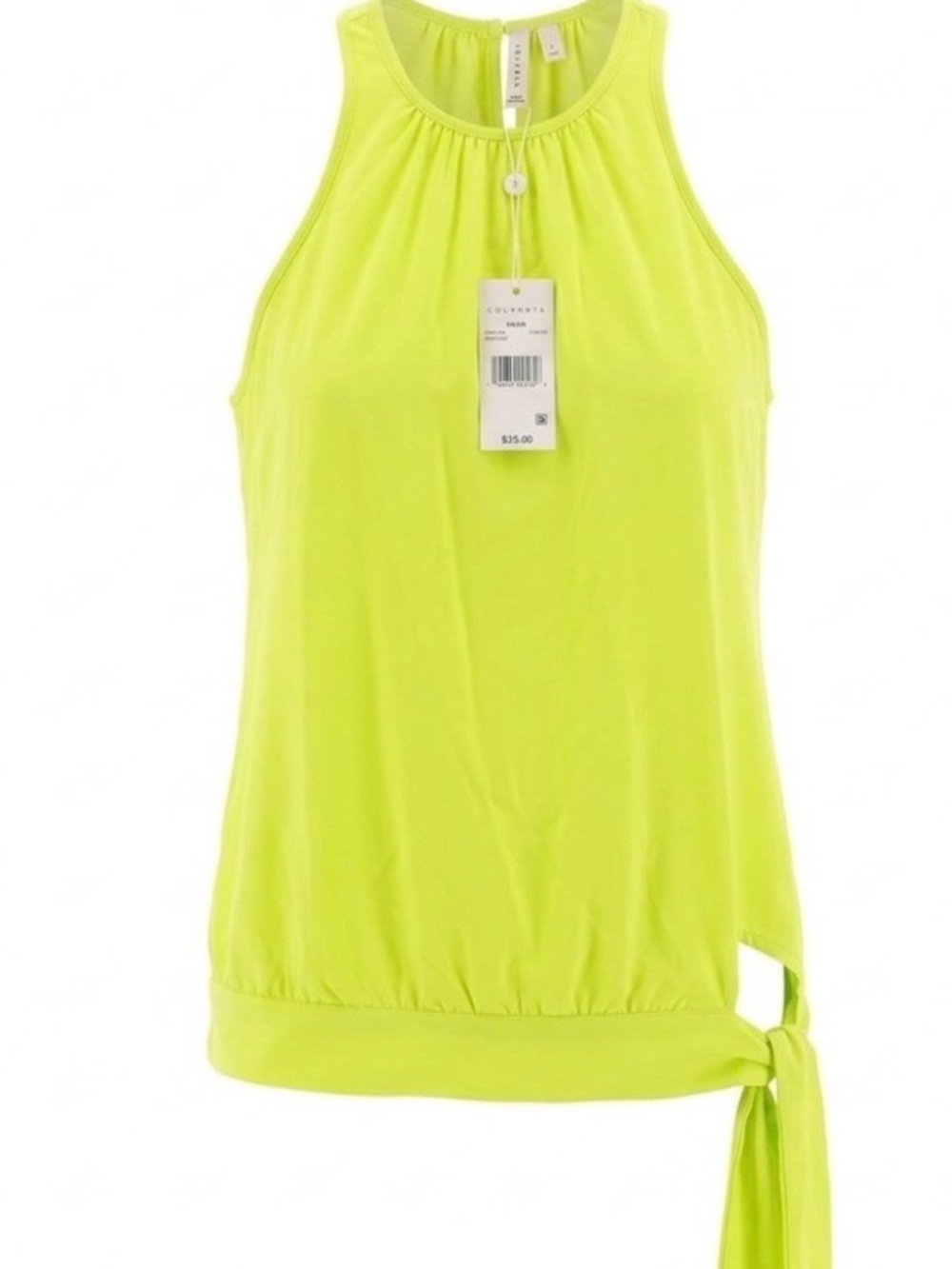 Trina Turk Neon Lime Tie-Hem Tank Top